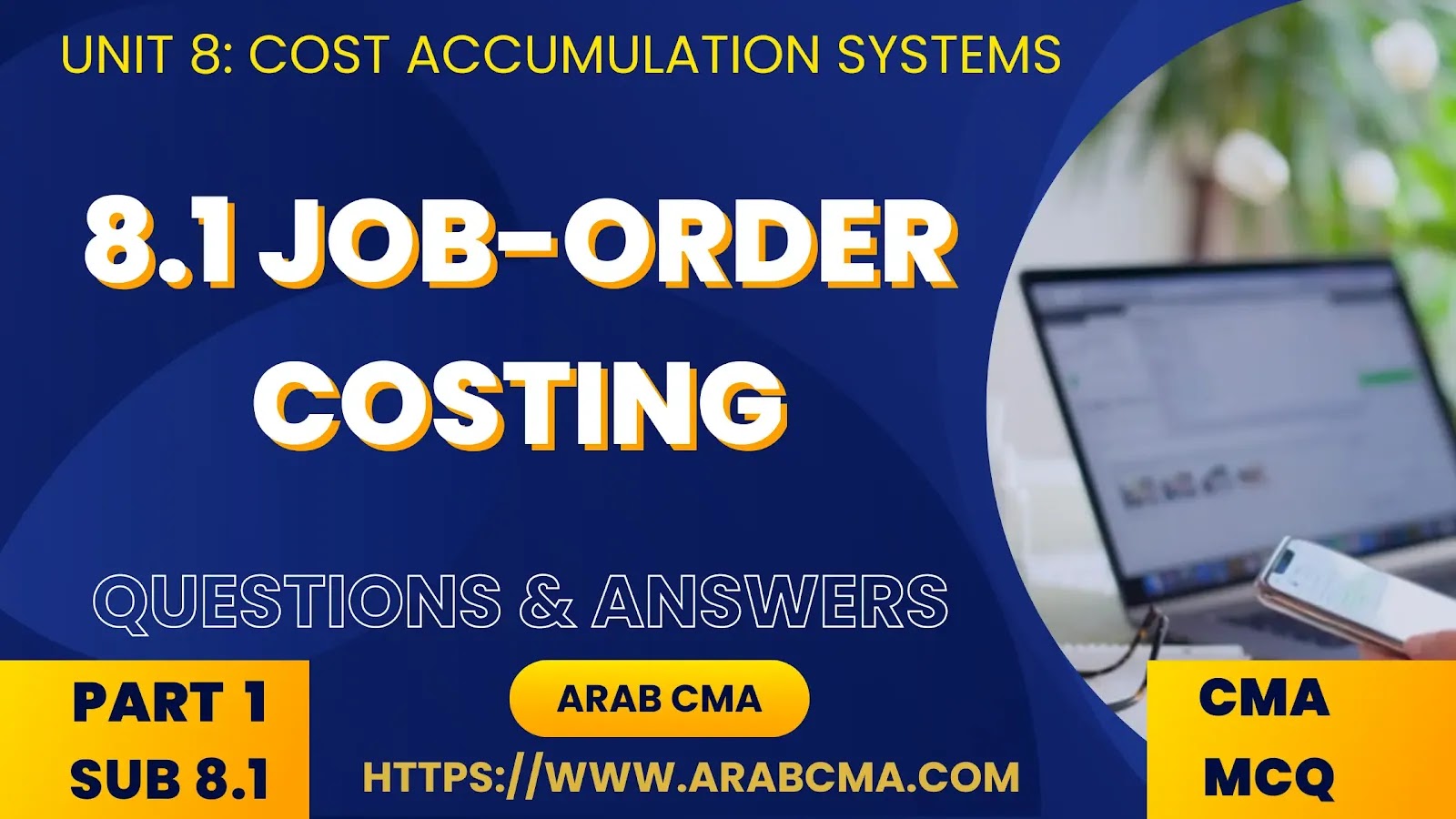CMA PART 1 MCQ , subunit 8.1 Job Order Costing