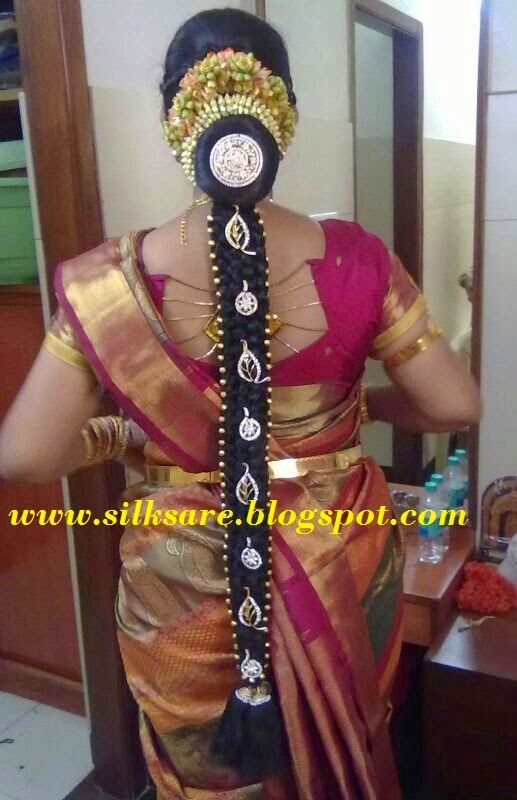 LATEST INDIAN WEDDING SILK SAREE,JEWELLERY,WEDDING HAIR 