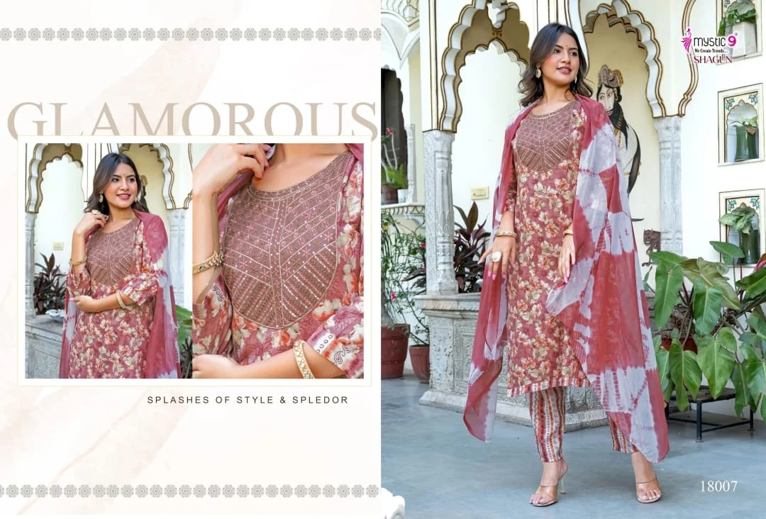 Shagun Vol 18 Mystic 9 Rayon Capsule Embroidery Work Readymade Pant Style Suits