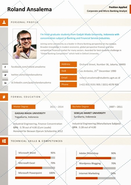 Desain CV Kreatif: Contoh CV Lamaran Kerja Untuk Bank