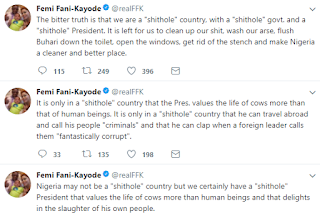 ''The bitter truth is that we are a shithole country, with a shithole government. and a shithole President'' FFK says