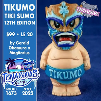 New York Comic Con 2022 Exclusive Tikumo Super Tiki Sumo Blue Edition Vinyl Figure by Gerald Okamura x Tenacious Toys
