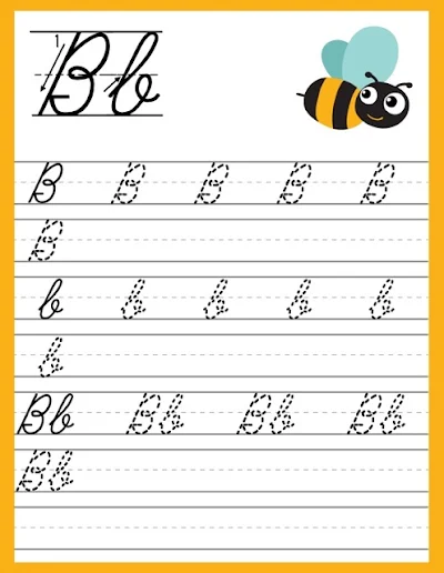 Cursive Tracing Guide: Letter B