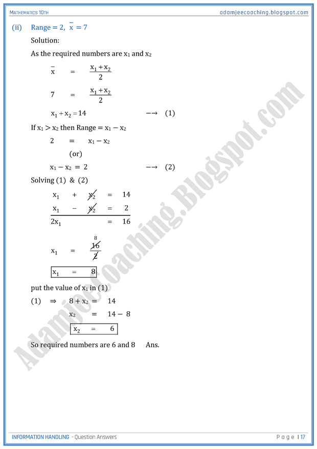 information-handling-question-answers-mathematics-10th