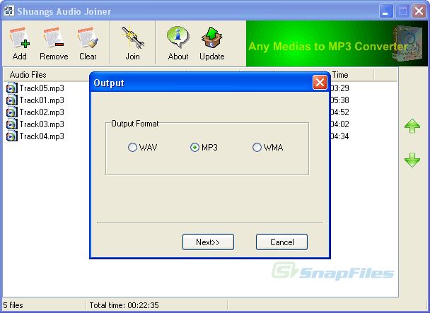 Shuangs Audio Joiner : assembler plusieurs fichiers audio en un seul