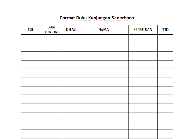 Format buku kunjungan perpustakaan