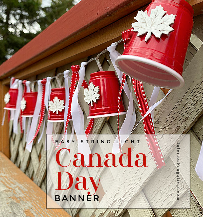 The easiest string light Canada Day banner idea.