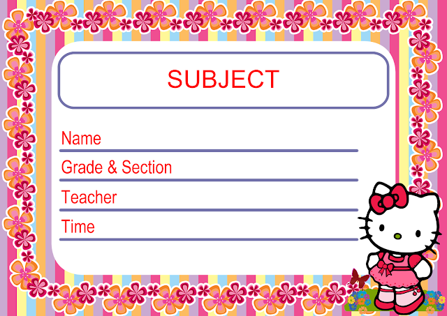 Editable Subject Label Hello Kitty Character