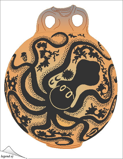 ミノア文明・パライカストロ遺跡・海洋性デザイン・タコの絵柄水入れ Minoan Marine Style Octopus Jar, Palaikastro／©legend ej