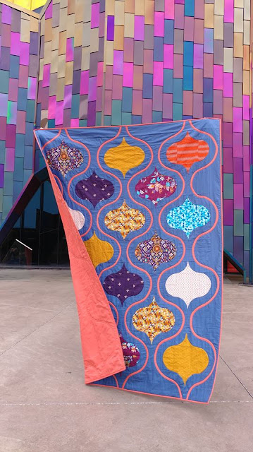 The Finial quilt by Slice of Pi Quilts using Aura fabrics by Mister Domestic for Art Gallery Fabrics