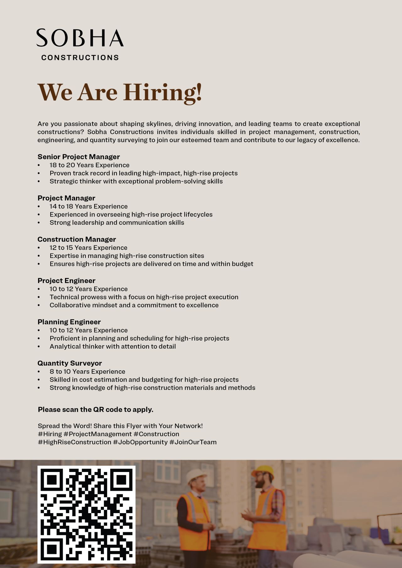 Many Job opertunities in Sobha Constructions | Dubai