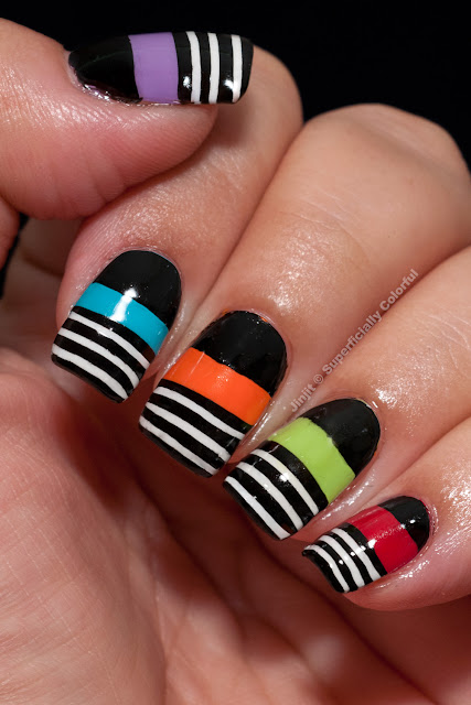 Black and White In Color Tape Nail Art Bondi New York BarryM Nfu Oh Zoya Tutorial