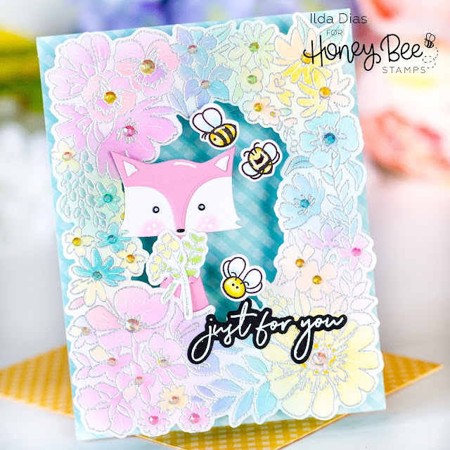 Spring, Floral, Fox, Shadow, Pop-Up Frame, Card, Honey Bee Stamps,how to,handmade card,Stamps,ilovedoingallthingscrafty,stamping, diecutting,cardmaking,Happy Hearts Release,Ink Blending,
