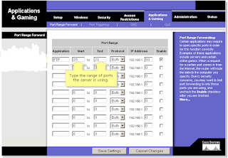 Port Range forwarding on WRT54G