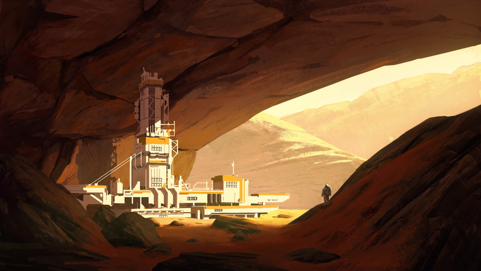Human base in Martian cave by Natalia Babiy