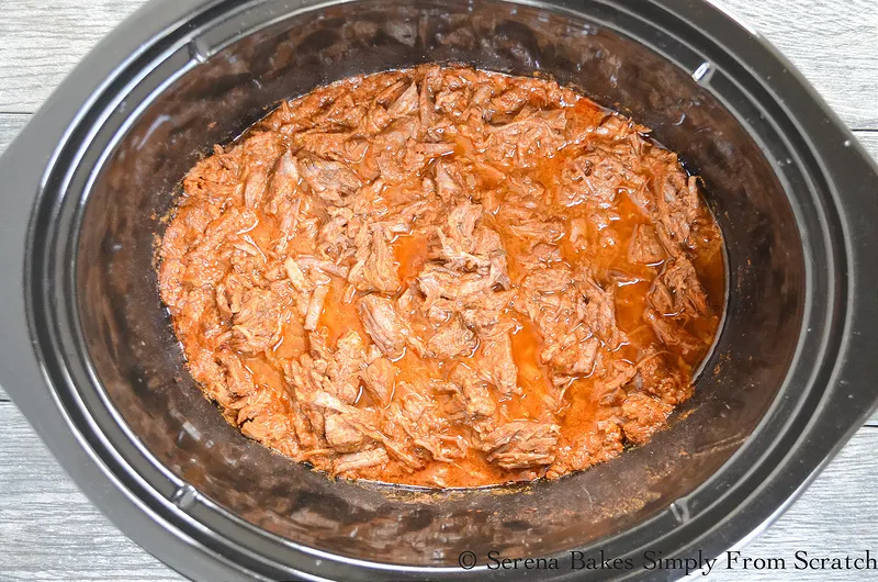 Tender shredded Crockpot Barbacoa Beef.