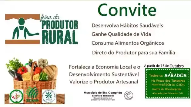 I Feira do Produtor Rural da Ilha Comprida terá início no sábado 15-10 na Praça dos Tanoeiros