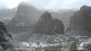 Zion National Park - Snow Storm - blizzard - spring snow