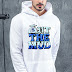 LW Men Letter Print Kangaroo Pocket Hoodie