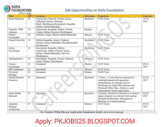 Shifa Foundation NGO Social Mobilizer job advertisement