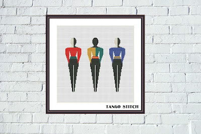 Women athletes Kazimir Malevich Suprematism style abstract cross stitch pattern - Tango Stitch