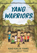 Cover of the picture book Yang Warriors. It has a group of children standing in front of the Thai refugee camp.