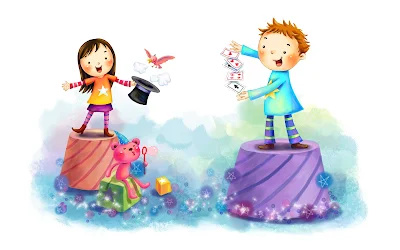 Papel de parede Infantil grátis : Crianças aprendendo mágica.