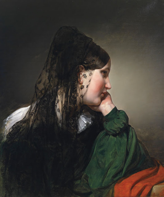 Friedrich von Amerling Siyah Eşarplı Kadın