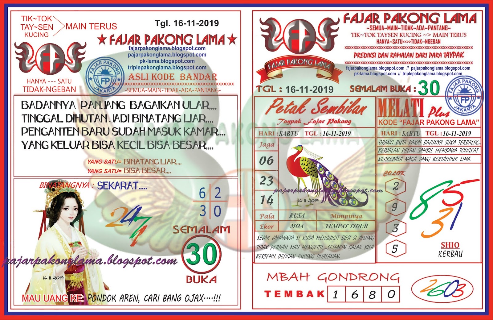 Kode Syair Togel Hongkong Terbaru Tanggal 16 November 2019