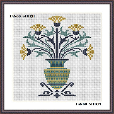 Art nouveau vintage antique vase cross stitch pattern - Tango Stitch