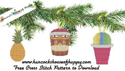 free tropical cross stitch Christmas Decorations