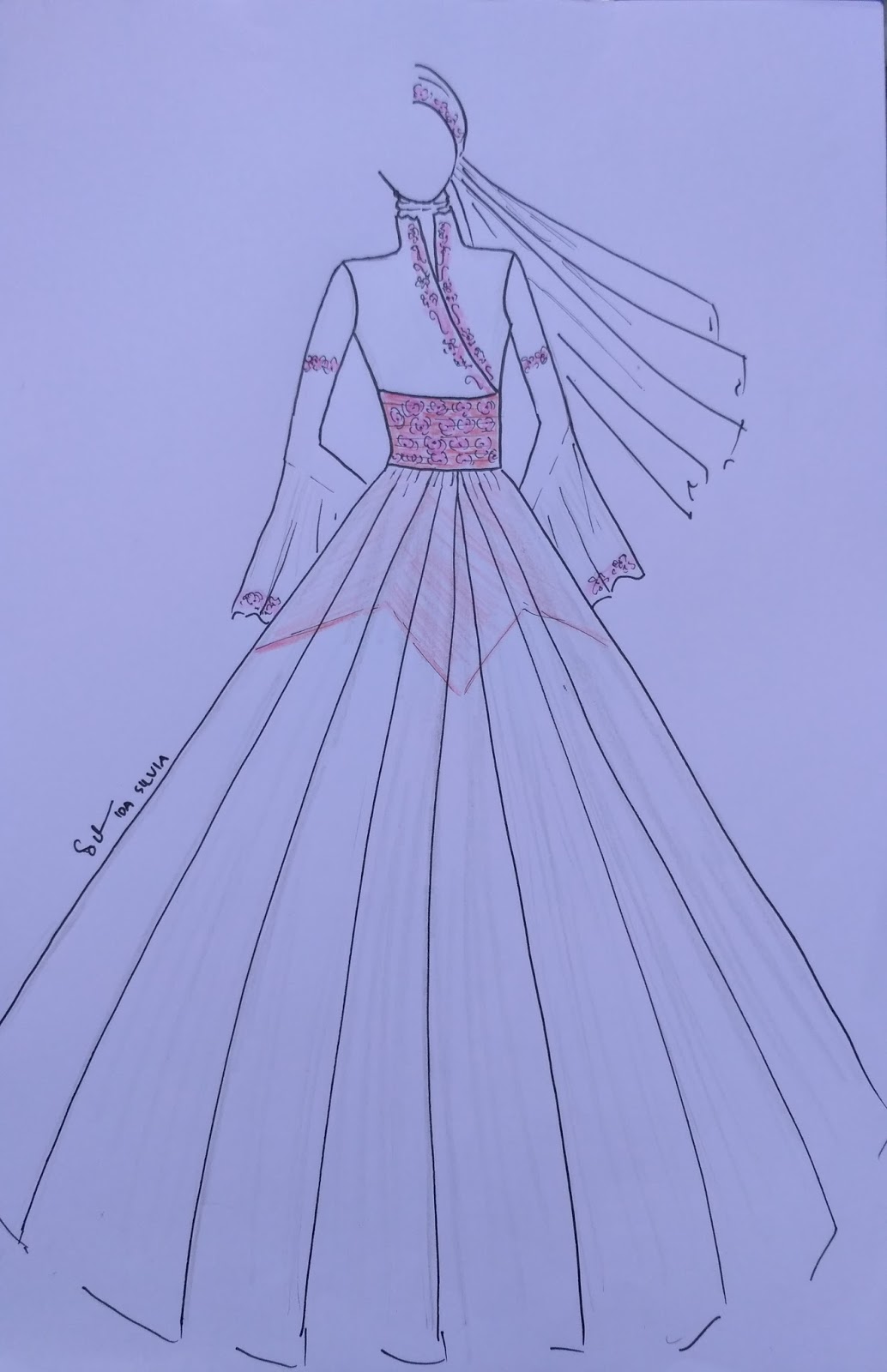 Desain Sketsa Baju Gaun Wanita Muslimah Klopdesain