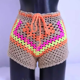 Short Playero Colorido a Crochet