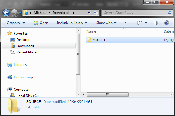 Type a new name for that folder (like “SOURCE”) then press Enter.