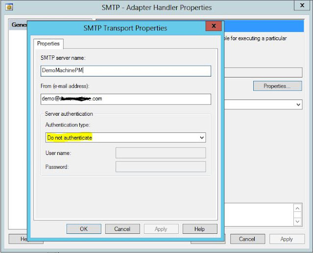 SMTP Adapter Handlers properties