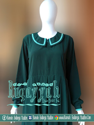 Gamis Muslimah Ruqoyyah Hijau Botol Wolfis