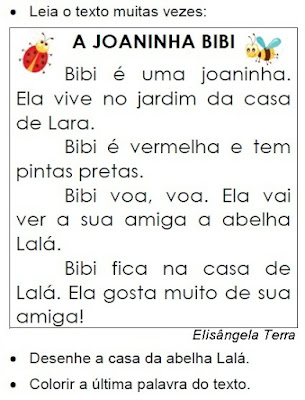 Texto A JOANINHA BIBI, de Elisângela Terra