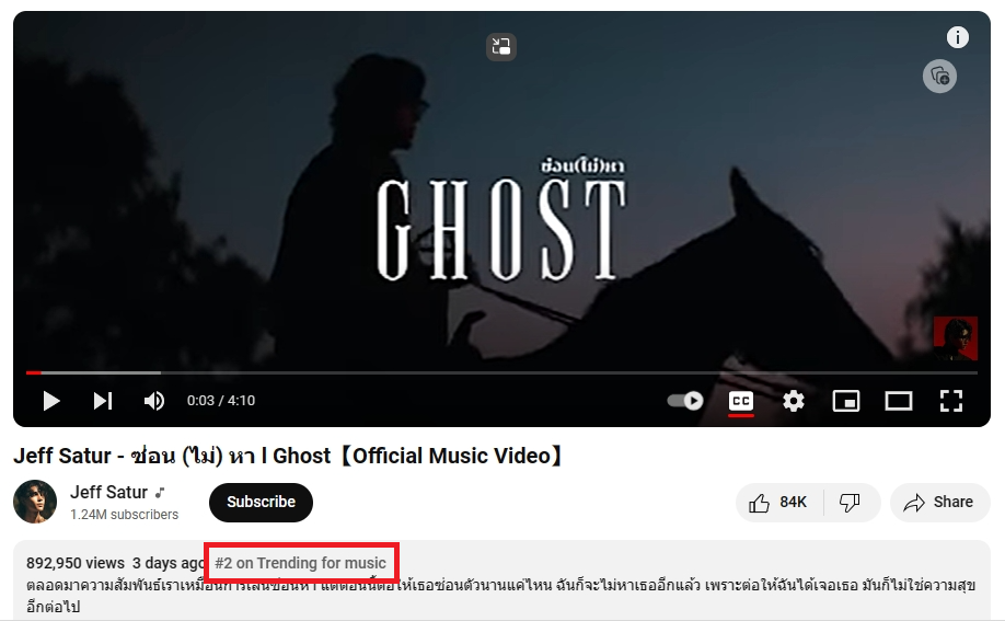 Jeff Satur Sapa Fans dengan Single Terbarunya, 'ซ่อน(ไม่)หา (Ghost)', Berikut Lirik dan Terjemahannya