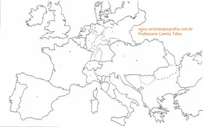 mapa em branco do continente europeu