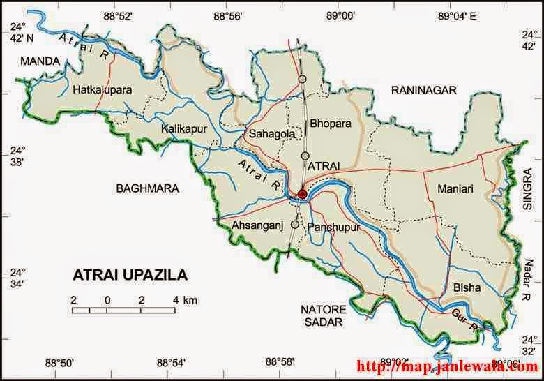 atrai upazila map of bangladesh
