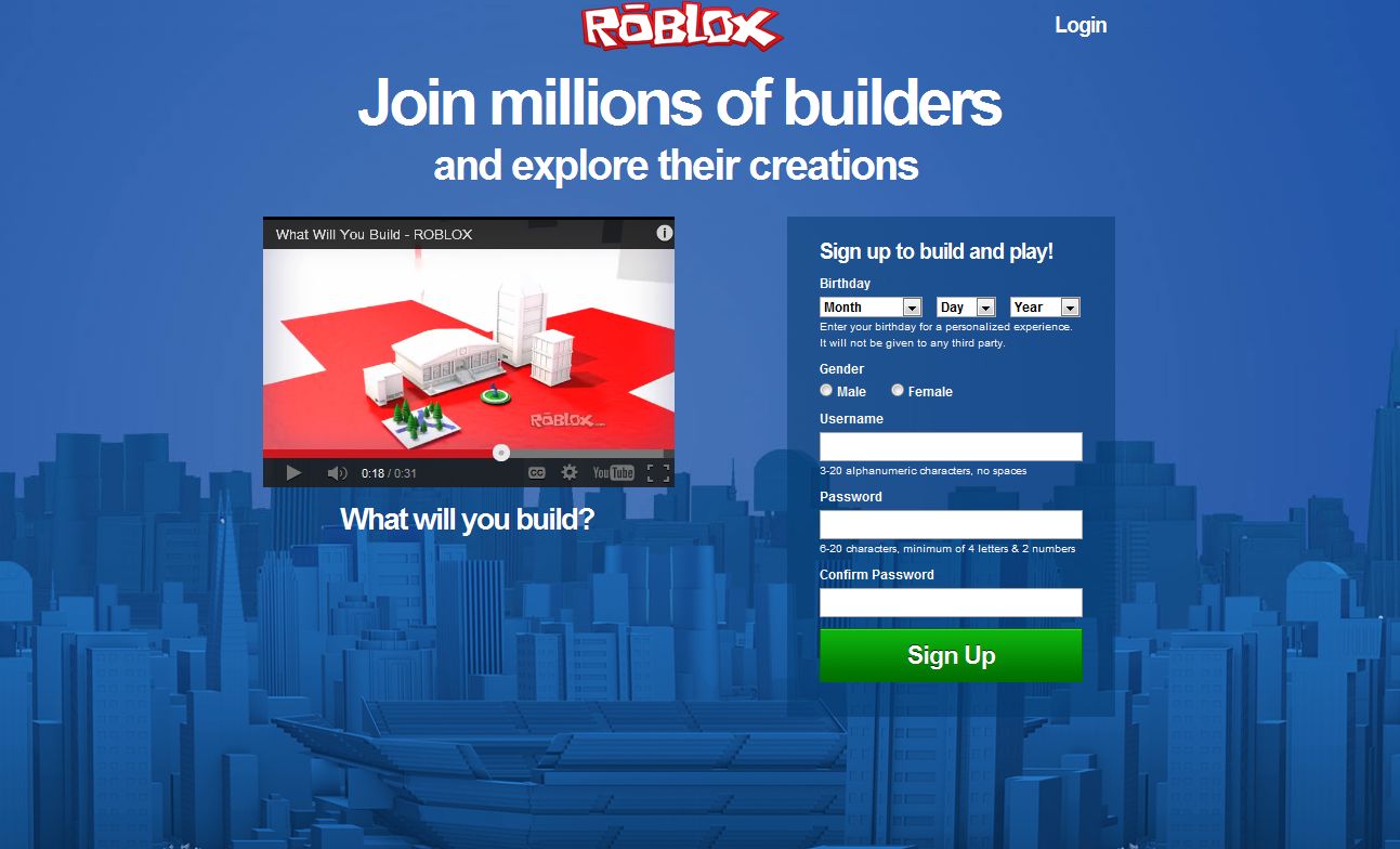 Unofficial Roblox New Roblox Log In Page - roblox sign up and login page