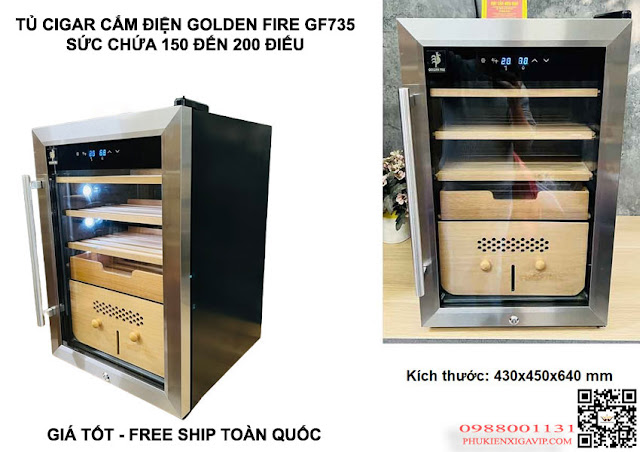 3 mẫu tủ bảo quản xì gà Golden Fire cỡ nhỏ dưới 300 điếu Tu-xi-ga-cam-dien-200-dieu-golden-fire-gf735