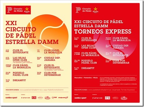 CALENDARIO Circuito de Pádel Estrella Damm 2017 