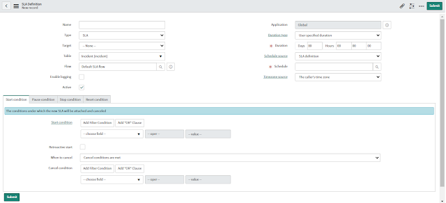 ServiceNow SLA Form