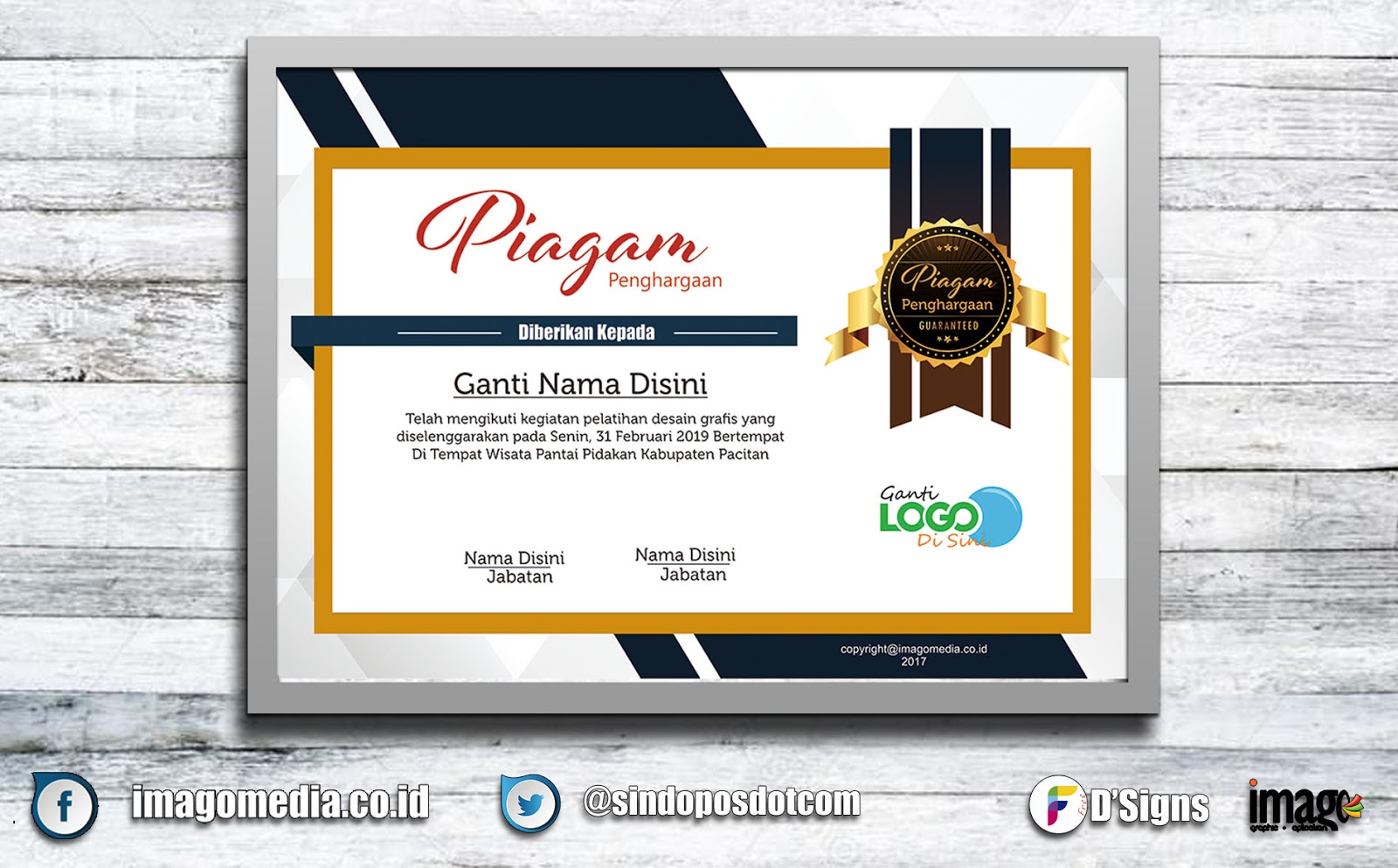 Contoh Sertifikat Penghargaan Frame Emas  Imago Media