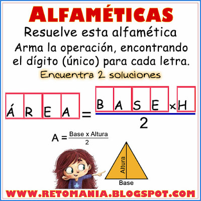 Alfamética, Criptoaritmética, Criptosuma, Juego de palabras, Desafíos matemáticos, Retos matemáticos, Problemas matemáticos, Problemas de lógica,