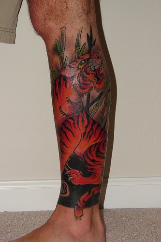 Tiger leg tattoo