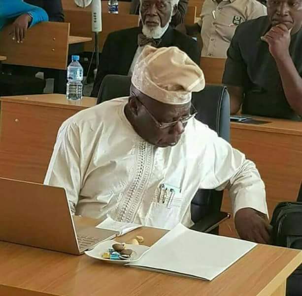 Photos of Olusegun Obasanjo defending his Ph.D dissertation at the National Open University of Nigeria