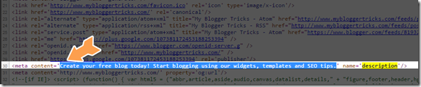 blogspot meta description box