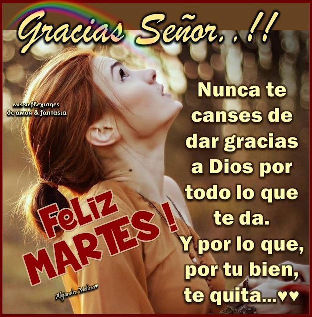 GRACIAS SEÑOR  Nunca te canses de dar gracias a Dios por todo lo que te da. y por lo que, por tu bien, te quita...   FELIZ MARTES